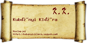 Kubányi Klára névjegykártya